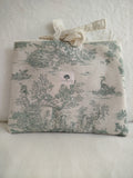 Pochette à livre artisanal cousu main tissu toile de jouy