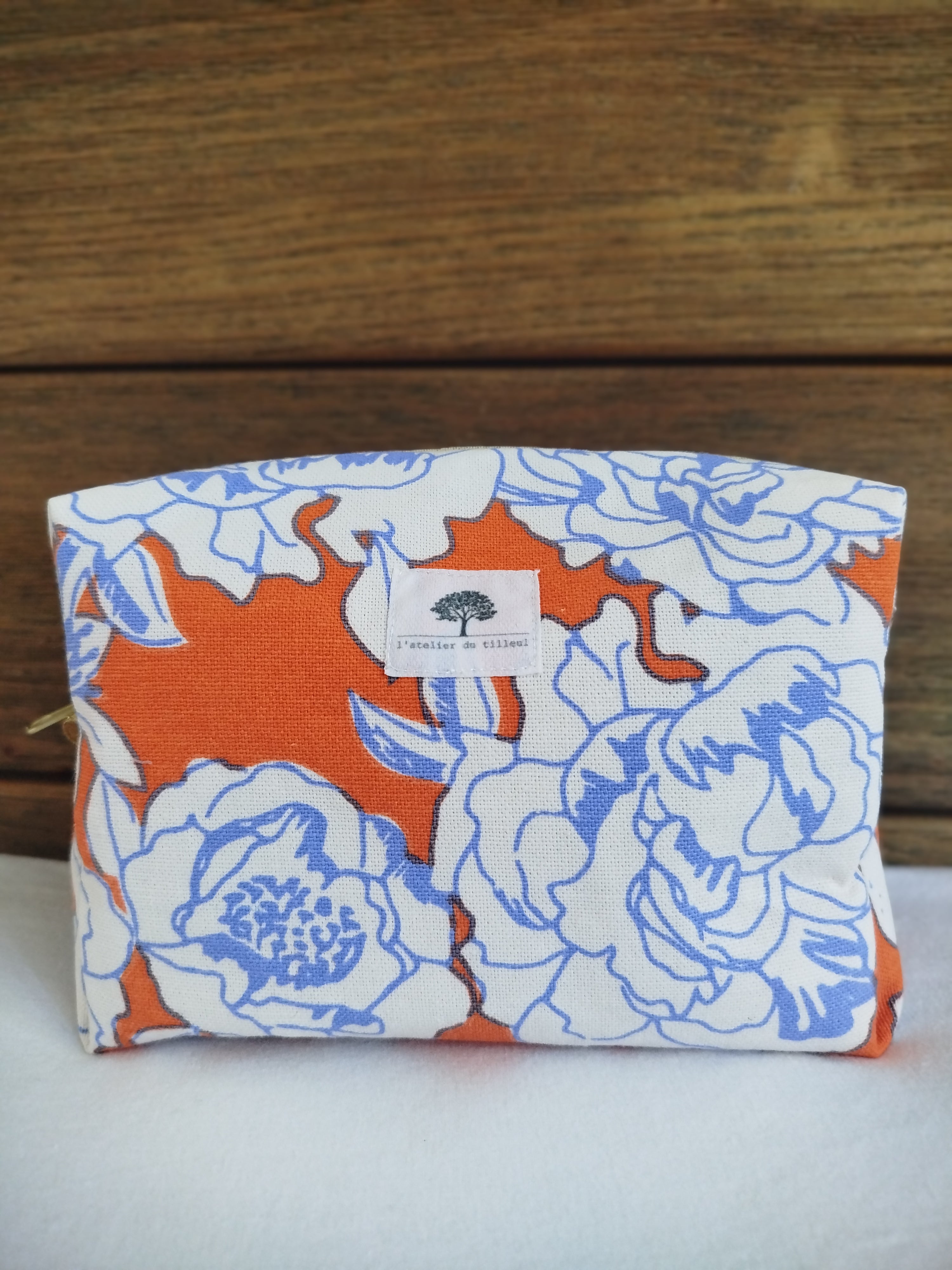 Trousse de toilette Artisanale - Fleurs bleues